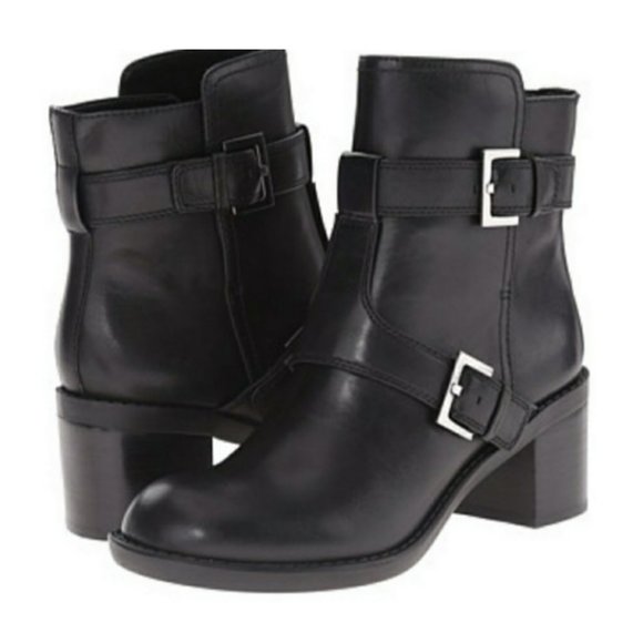 EUC Nine West Lorena' Buckle Mid Boot Biker Booties Size 10 - Picture 12 of 14